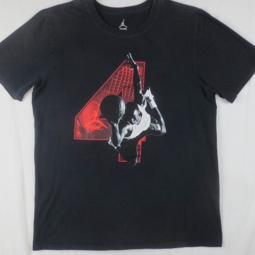 Nike Jordan Flight 4 T Shirt Mens Medium Black Short Sleeve Basketball Jumpman